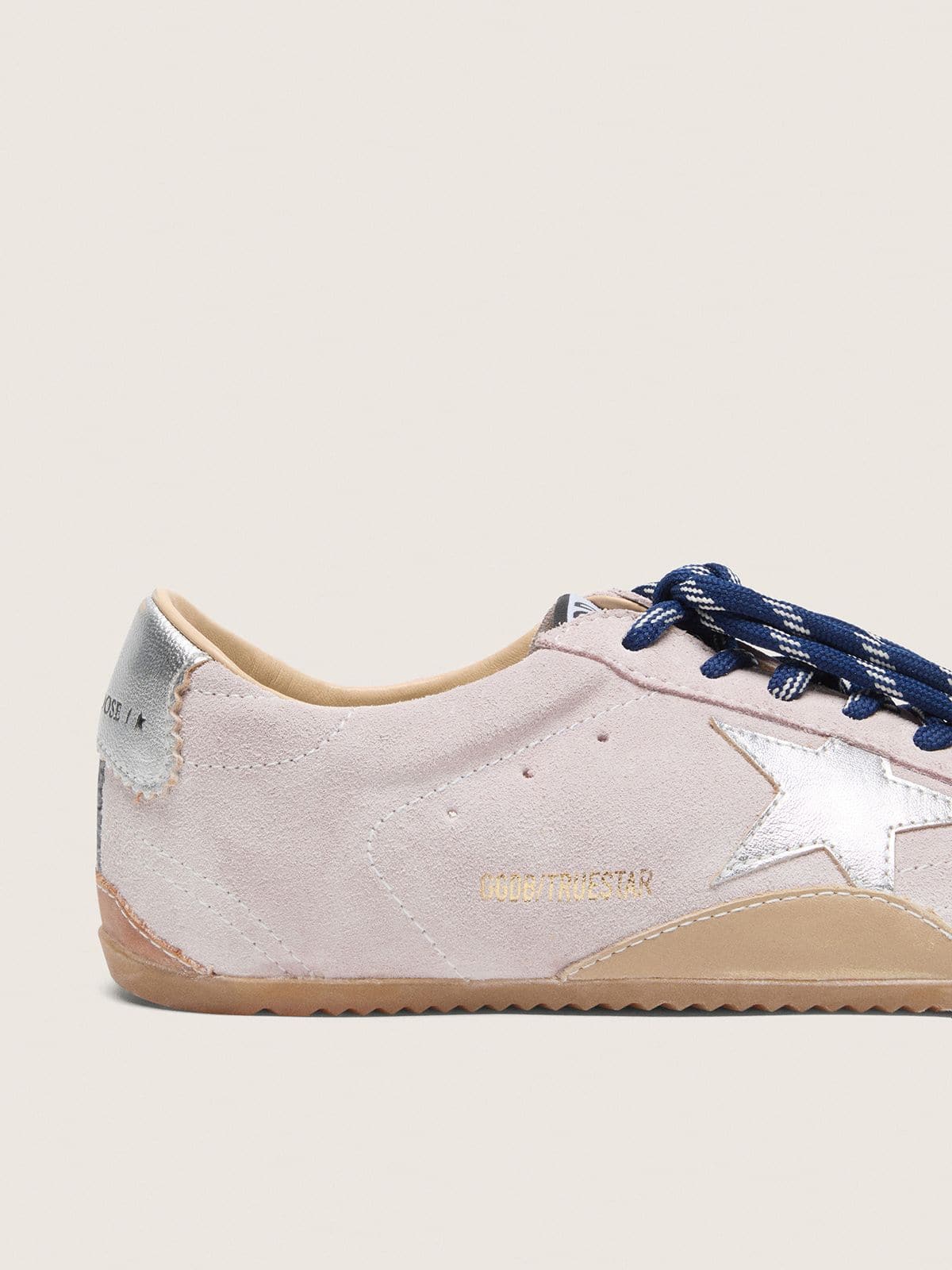 Women's True-Star in pastel pink suede with silver star and heel tab - Golden Goose Women