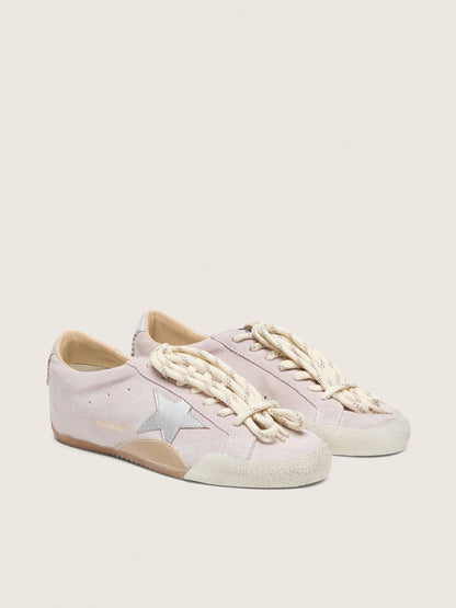 Women's True-Star in pastel pink suede with silver star and heel tab - Golden Goose Women