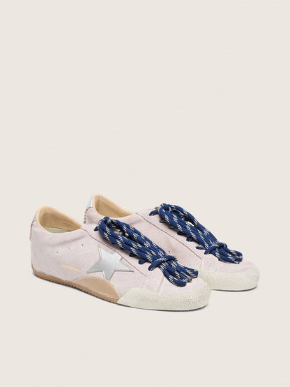Women's True-Star in pastel pink suede with silver star and heel tab - Golden Goose Women