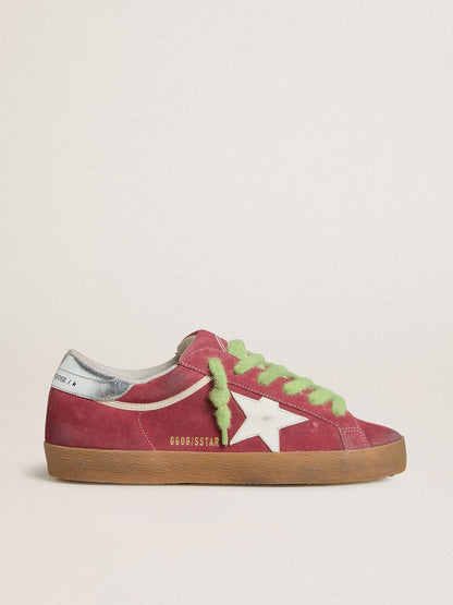 Women’s Super-Star in red suede with white leather star and silver leather heel tab - Golden Goose Women