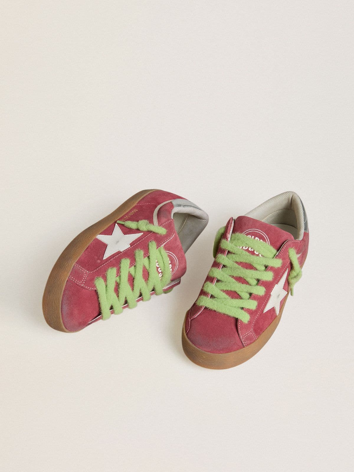 Women’s Super-Star in red suede with white leather star and silver leather heel tab - Golden Goose Women