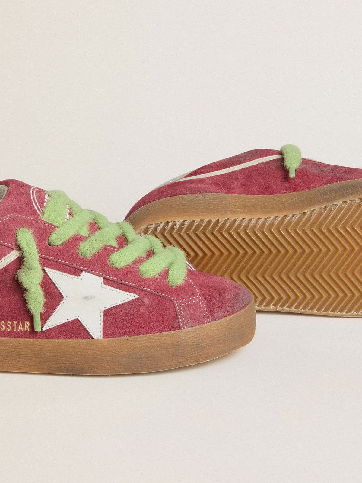 Women’s Super-Star in red suede with white leather star and silver leather heel tab - Golden Goose Women