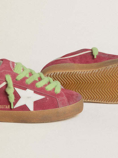 Women’s Super-Star in red suede with white leather star and silver leather heel tab - Golden Goose Women
