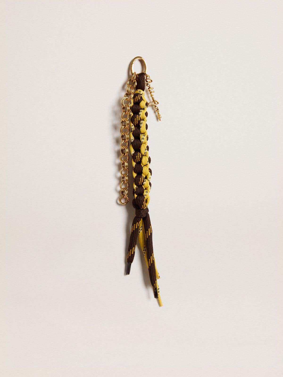 Charm with yellow and brown knotted hiking laces with chain - Golden Goose Women