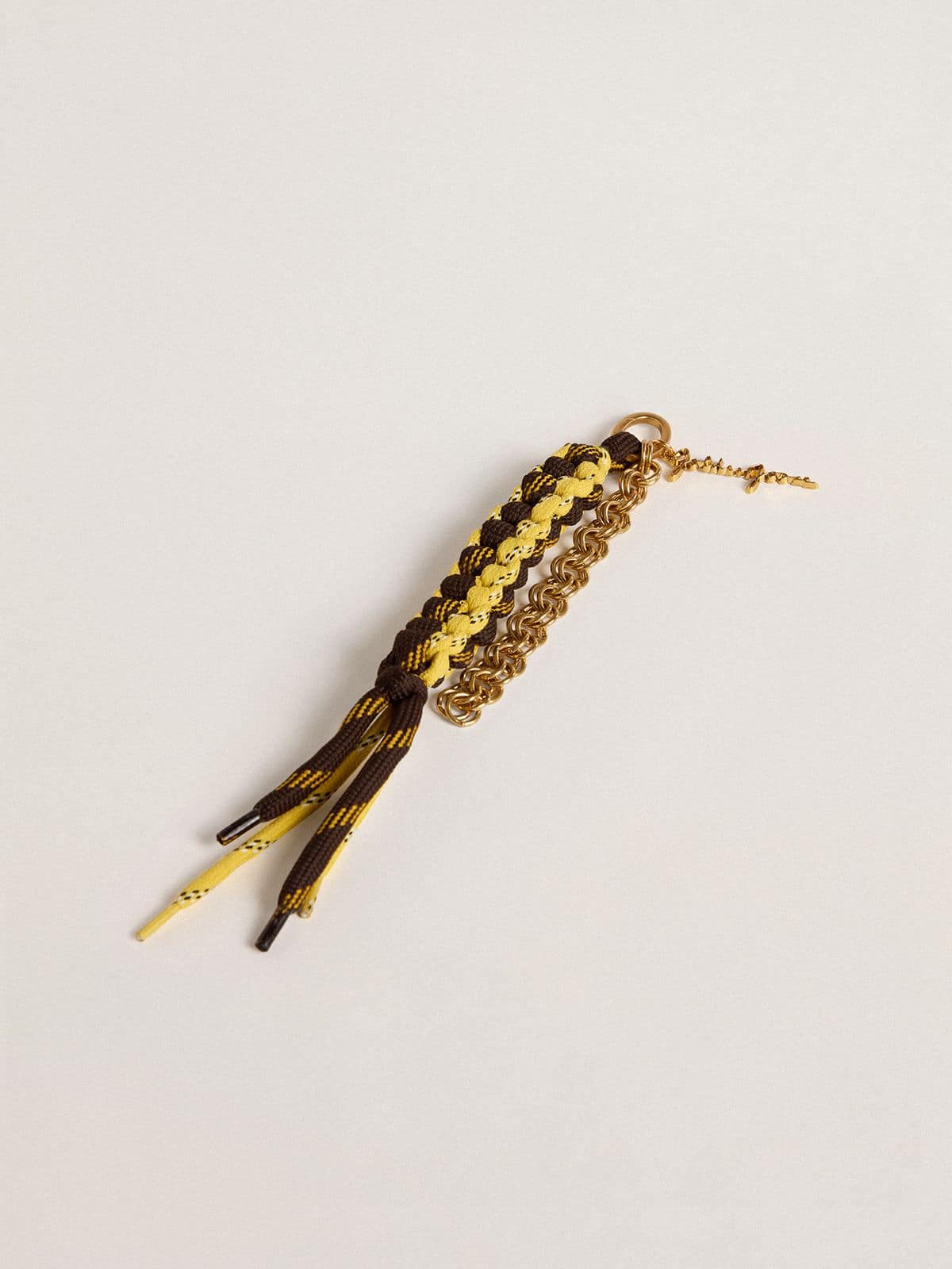 Charm with yellow and brown knotted hiking laces with chain - Golden Goose Women