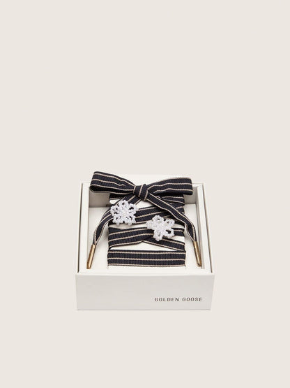 Skins white and dark blue striped laces with beaded charms - Golden Goose Women|Men
