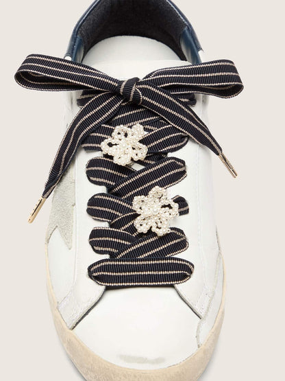 Skins white and dark blue striped laces with beaded charms - Golden Goose Women|Men