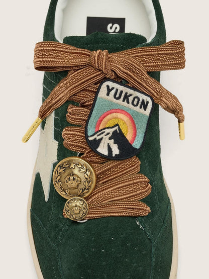 Skins burgundy and peach embroidered laces with patch and two charms - Golden Goose Women|Men
