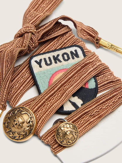 Skins burgundy and peach embroidered laces with patch and two charms - Golden Goose Women|Men