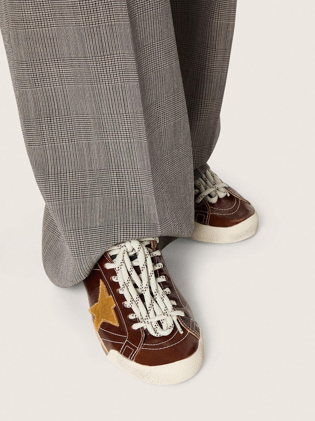 Women's True-Star in burgundy naplak with suede star and silver nappa heel tab - Golden Goose Women