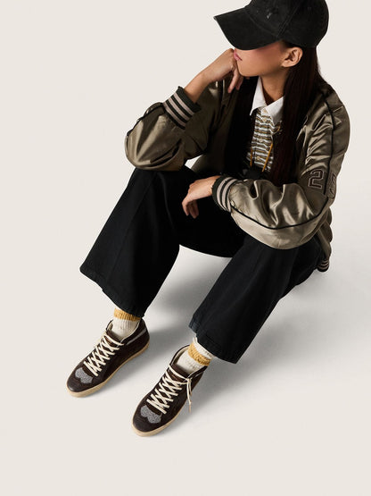 Women's Mid Star in brown suede with leather star and Swarovski crystal flash - Golden Goose Women