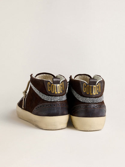 Women's Mid Star in brown suede with leather star and Swarovski crystal flash - Golden Goose Women