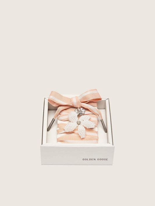 Skins white and pink striped laces with beaded and crystal charms - Golden Goose Women