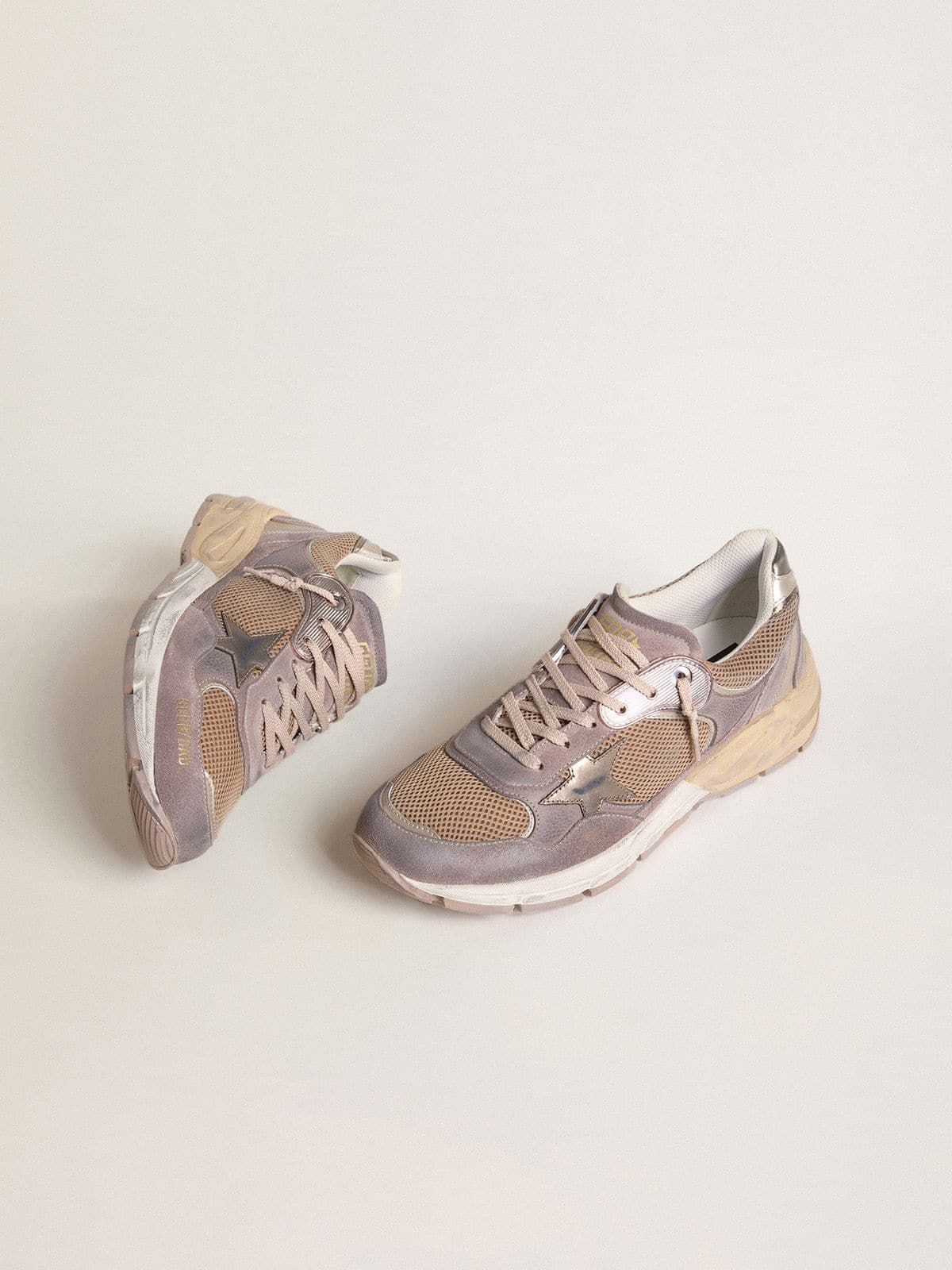 Women's Dad-Star in lilac suede and mesh with laminated leather star and heel tab - Golden Goose Women