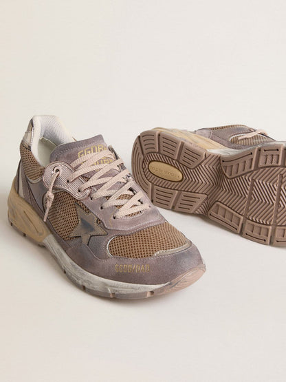 Women's Dad-Star in lilac suede and mesh with laminated leather star and heel tab - Golden Goose Women