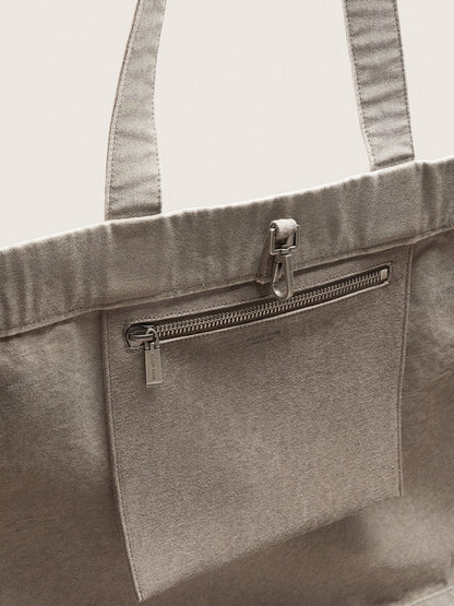 Anthracite canvas tote bag with embroidery and antique silver details - Golden Goose Women