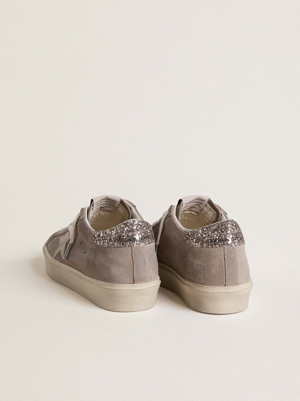 Women’s Hi Star sneakers in beige suede with laminated leather star and glitter heel tab - Golden Goose Women