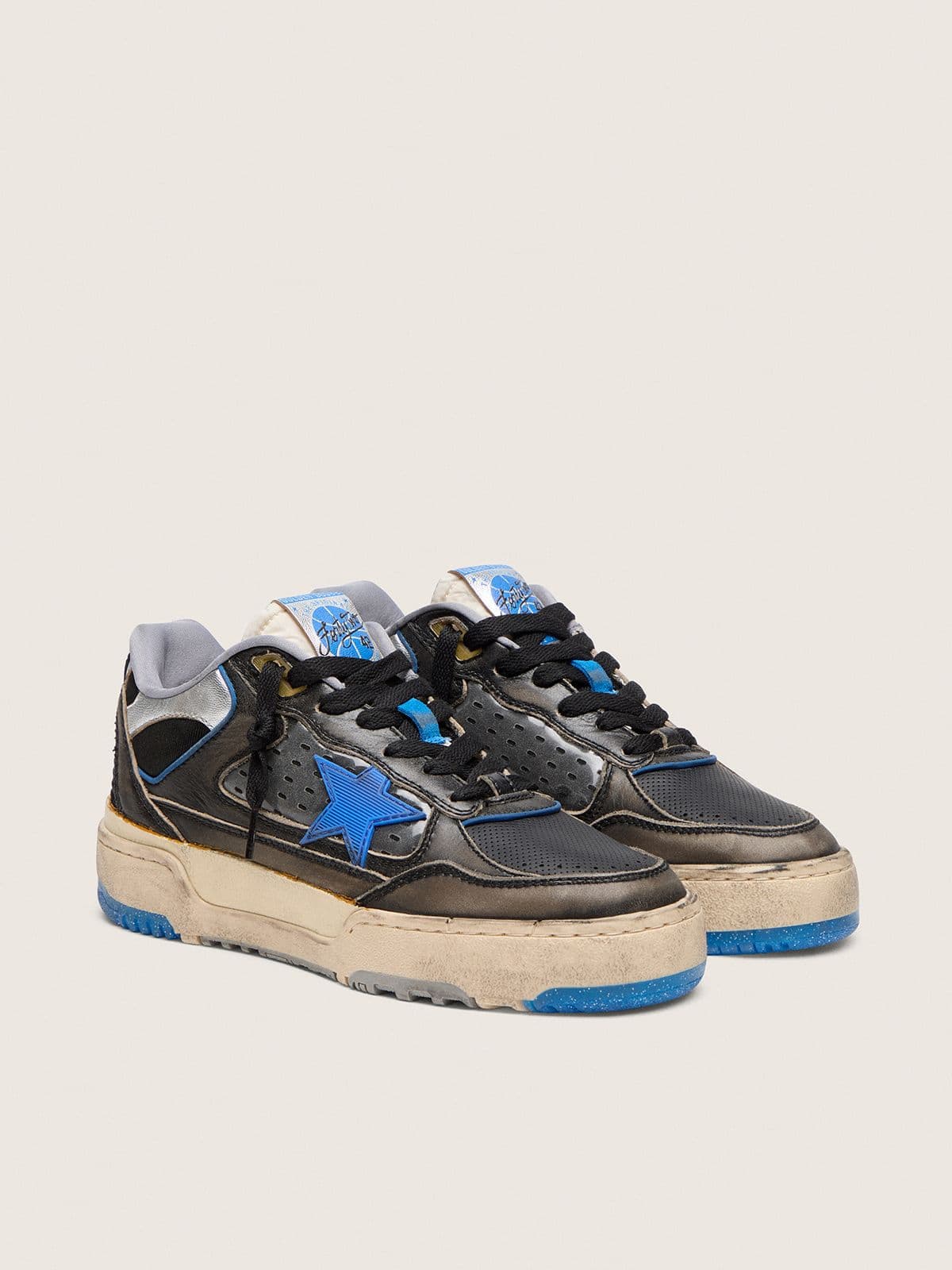 Women's Forty2 in black foam rubber and leather with TPU star and black leather heel tab - Golden Goose Women