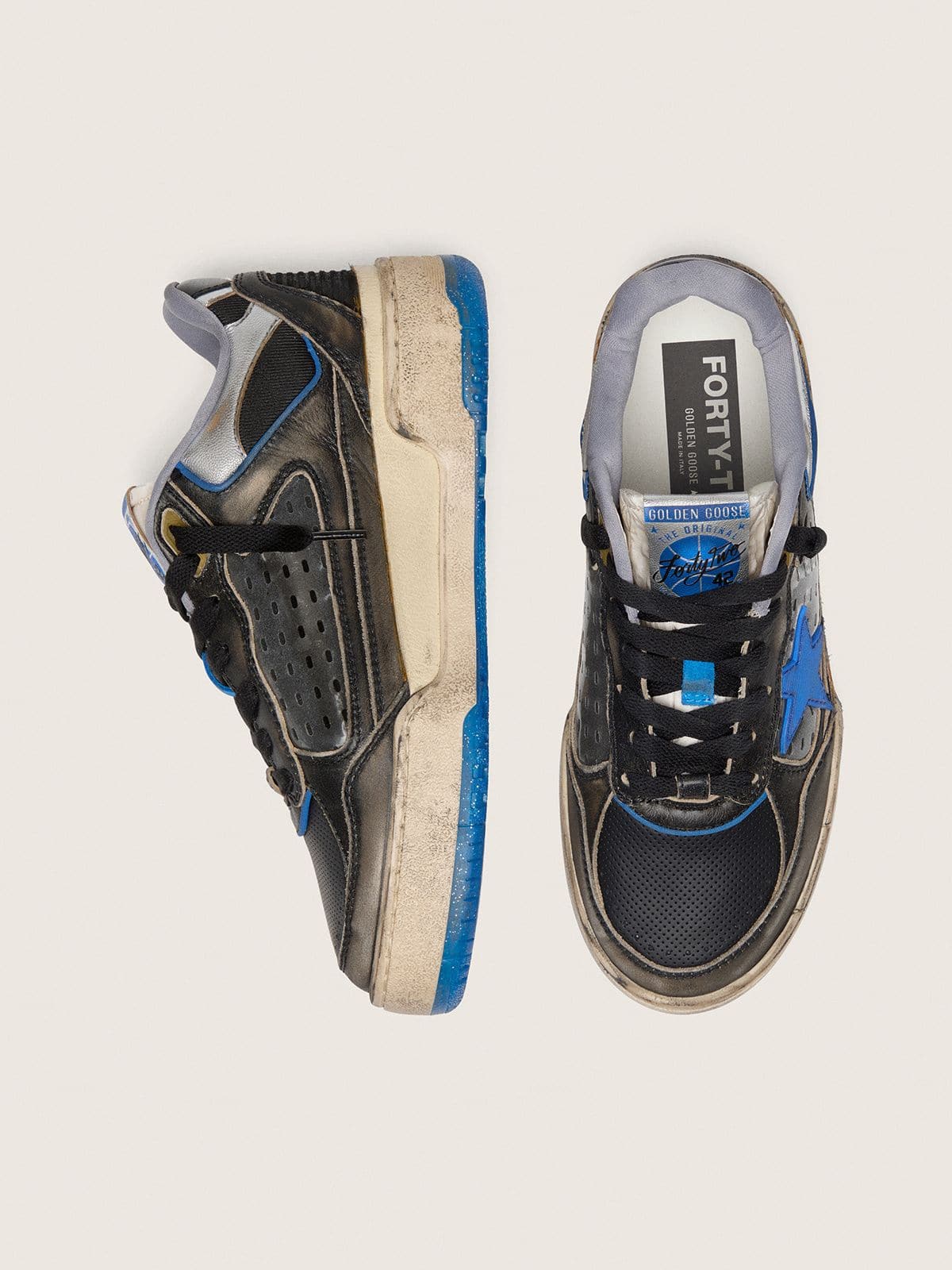 Women's Forty2 in black foam rubber and leather with TPU star and black leather heel tab - Golden Goose Women