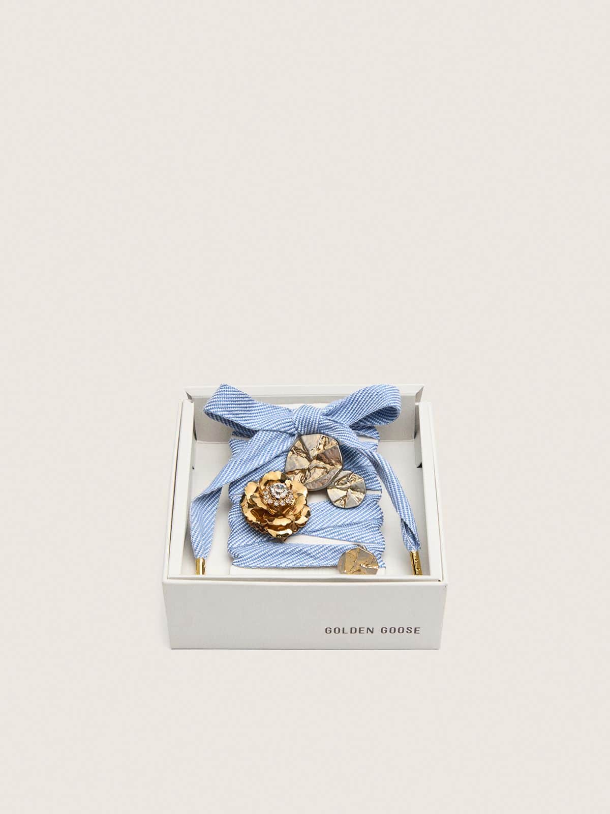 Skins light blue and white herringbone laces embellished with charms - Golden Goose Women|Men