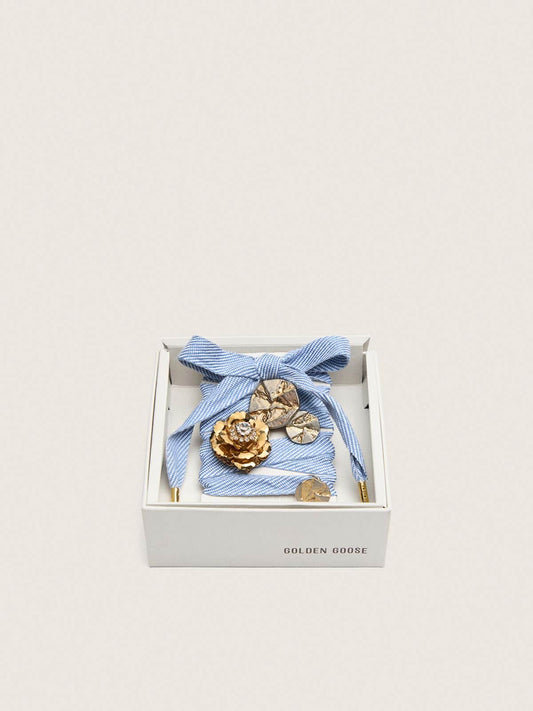 Skins light blue and white herringbone laces embellished with charms - Golden Goose Women|Men
