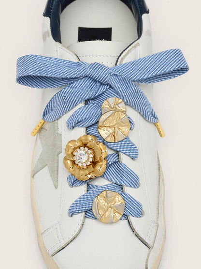 Skins light blue and white herringbone laces embellished with charms - Golden Goose Women|Men
