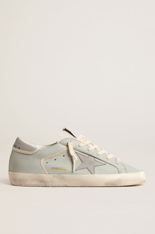 Women’s baby-blue nappa Super-Star with grey leather star and heel tab - Golden Goose Women
