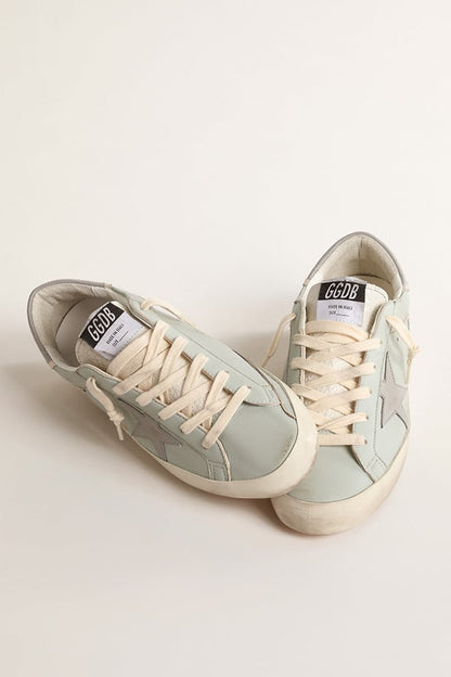 Women’s baby-blue nappa Super-Star with grey leather star and heel tab - Golden Goose Women