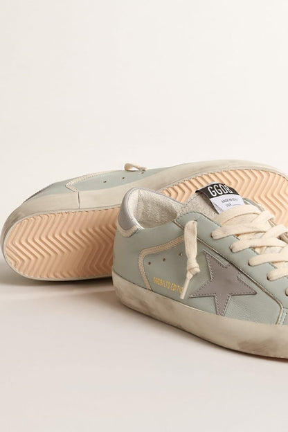 Women’s baby-blue nappa Super-Star with grey leather star and heel tab - Golden Goose Women