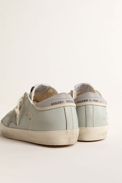 Women’s baby-blue nappa Super-Star with grey leather star and heel tab - Golden Goose Women