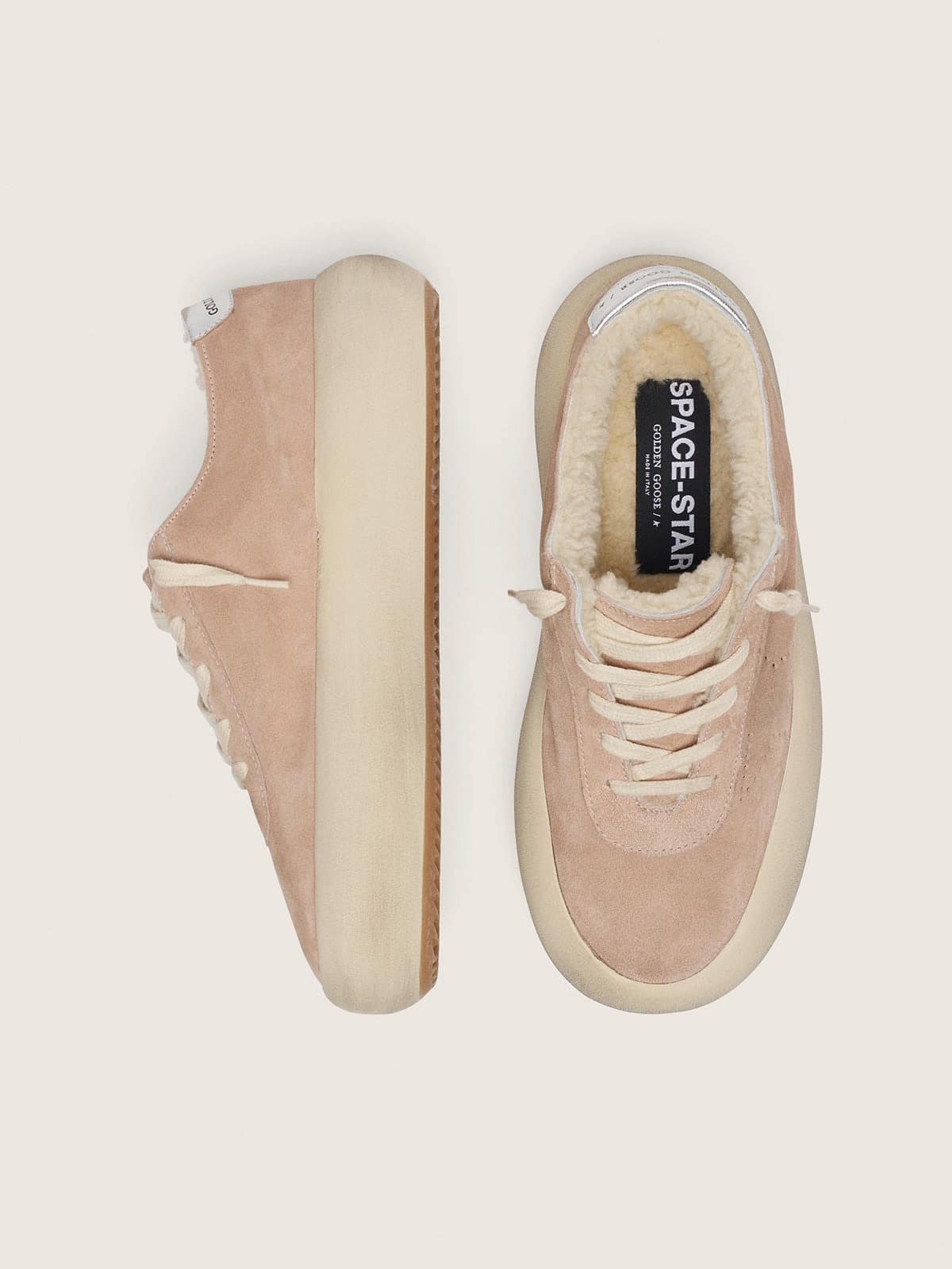 Women’s Space-Star in old rose suede with shearling lining - Golden Goose Women