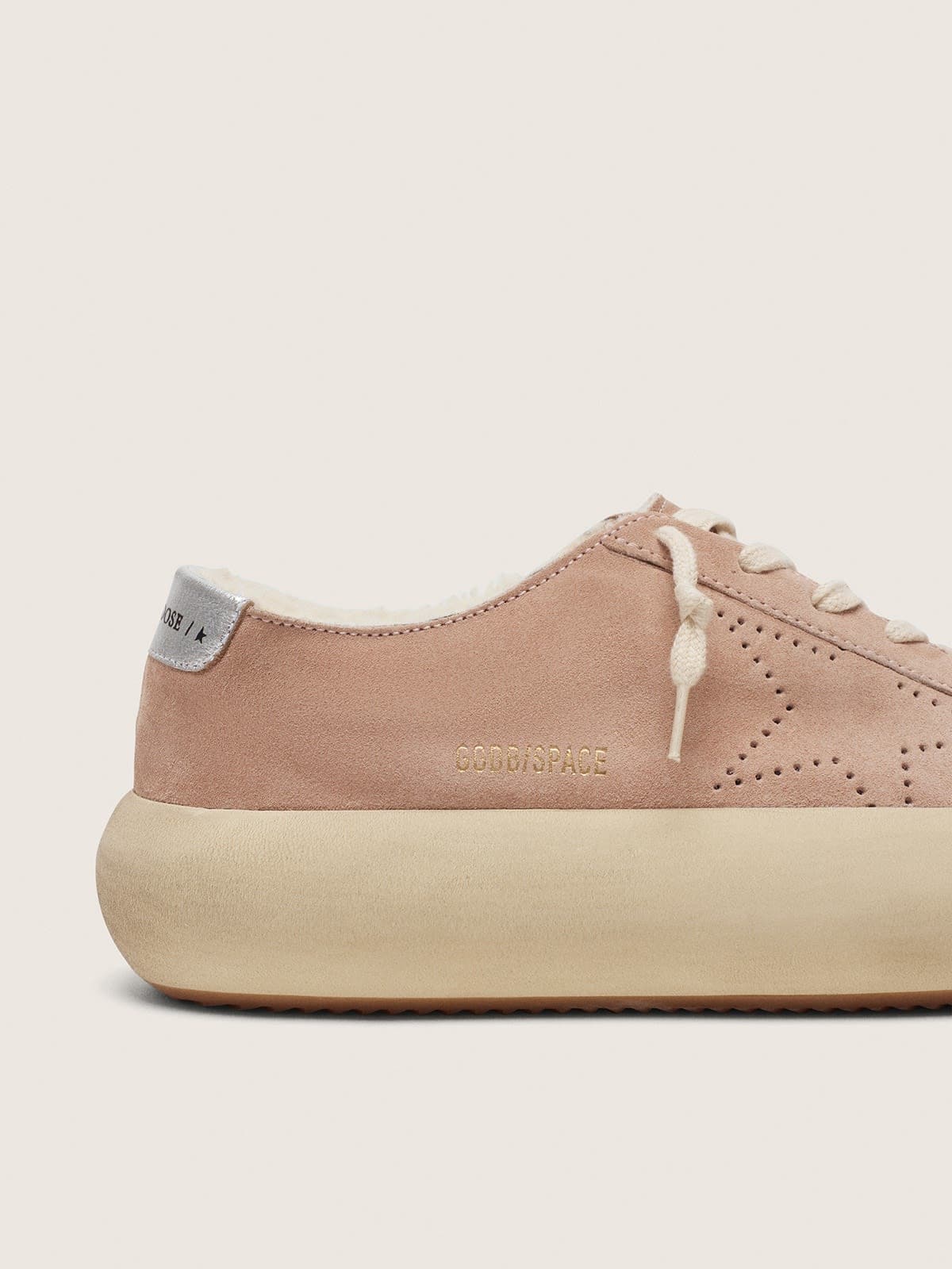 Women’s Space-Star in old rose suede with shearling lining - Golden Goose Women