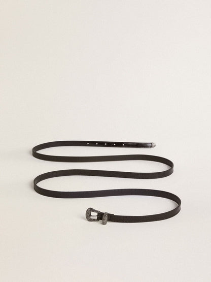 Black leather belt with silver buckle - Golden Goose Women