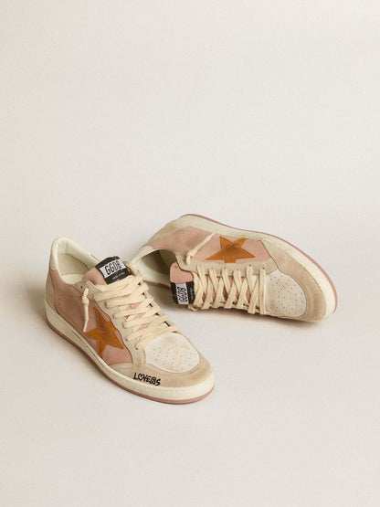 Women's Ball Star in suede with orange star and silver metallic heel tab - Golden Goose Women