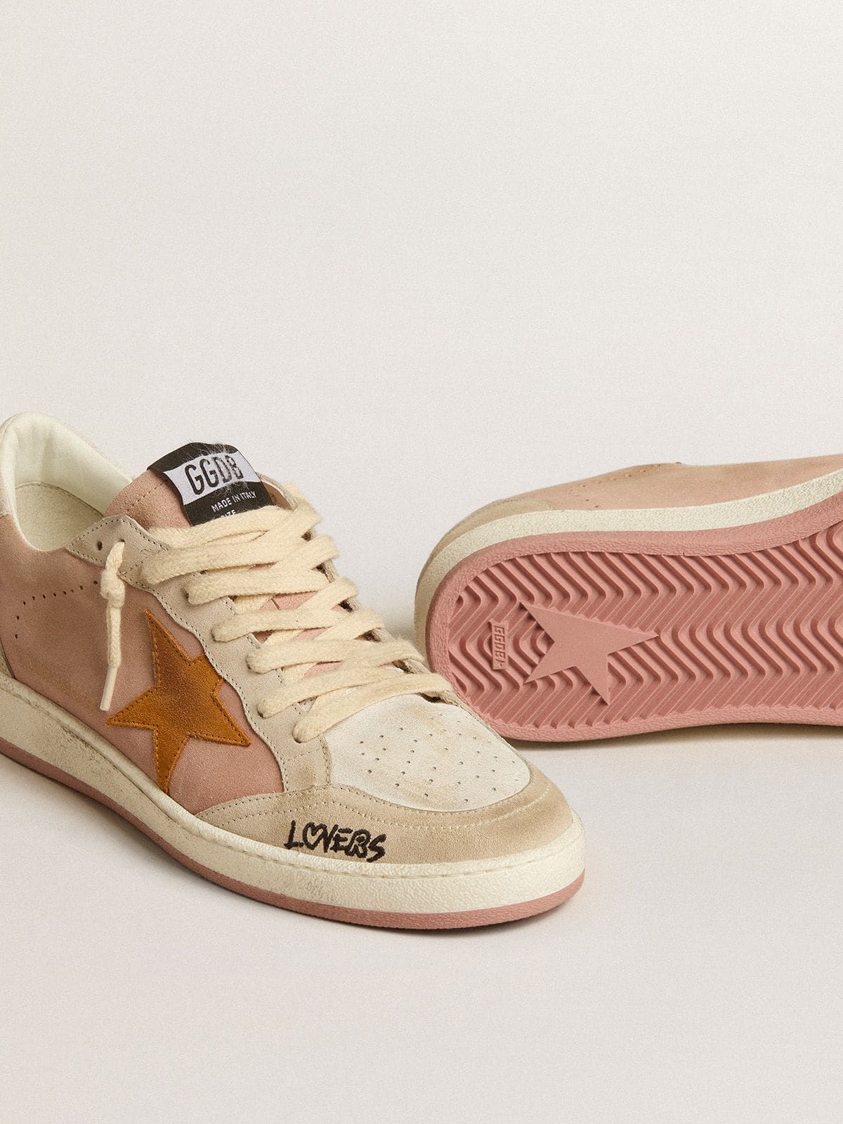 Women's Ball Star in suede with orange star and silver metallic heel tab - Golden Goose Women