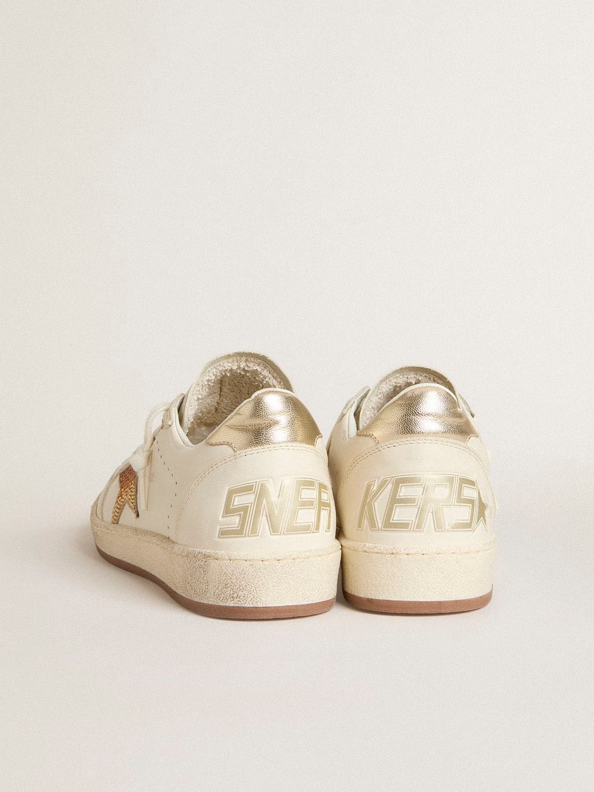 Women’s Ball Star in white leather with crystal star and metallic heel tab - Golden Goose Women