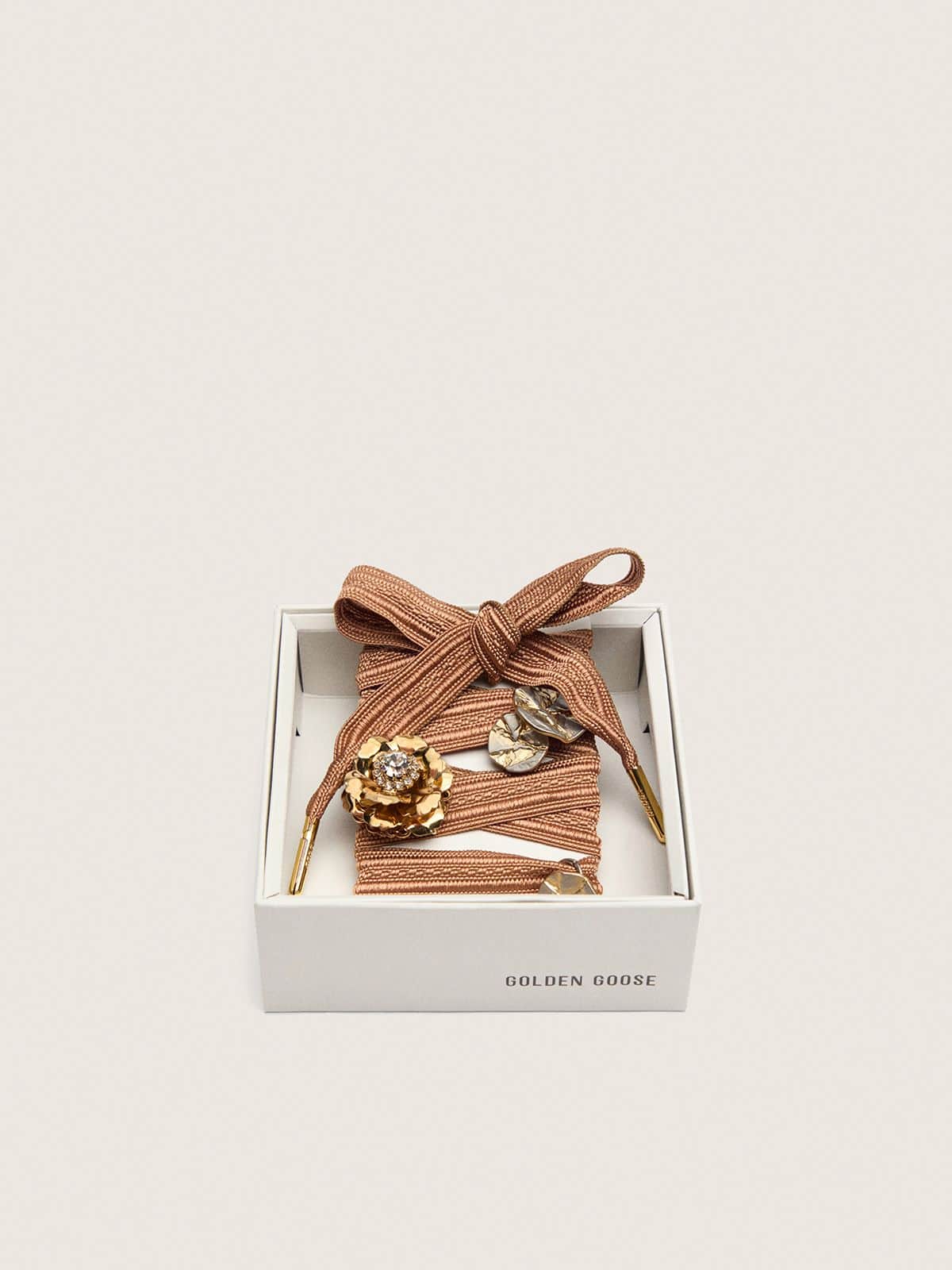 Skins burgundy and peach embroidered laces embellished with charms - Golden Goose Women|Men