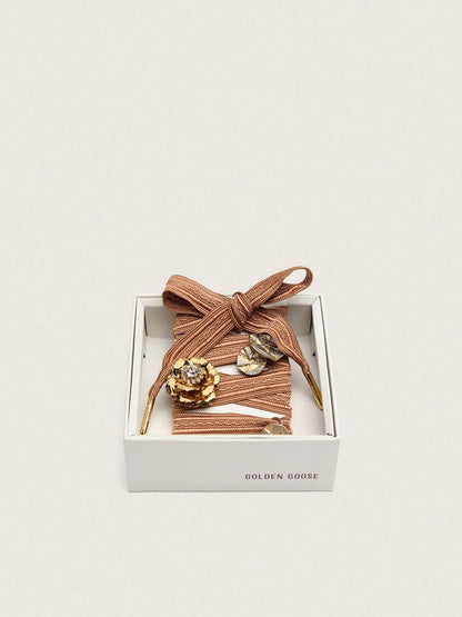Skins burgundy and peach embroidered laces embellished with charms - Golden Goose Women|Men