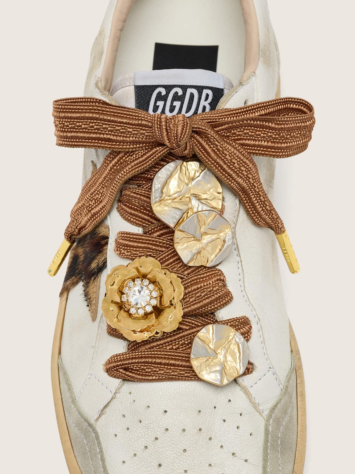 Skins burgundy and peach embroidered laces embellished with charms - Golden Goose Women|Men