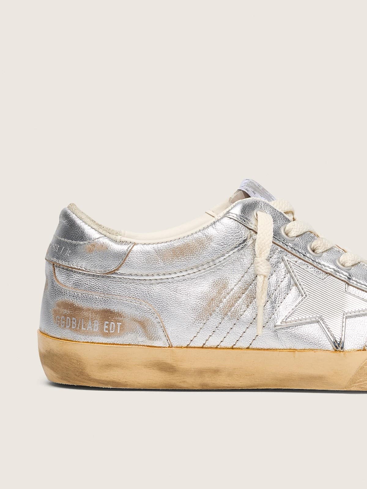 Women's Super-Star LAB in metallic nappa with silver TPU star - Golden Goose Women
