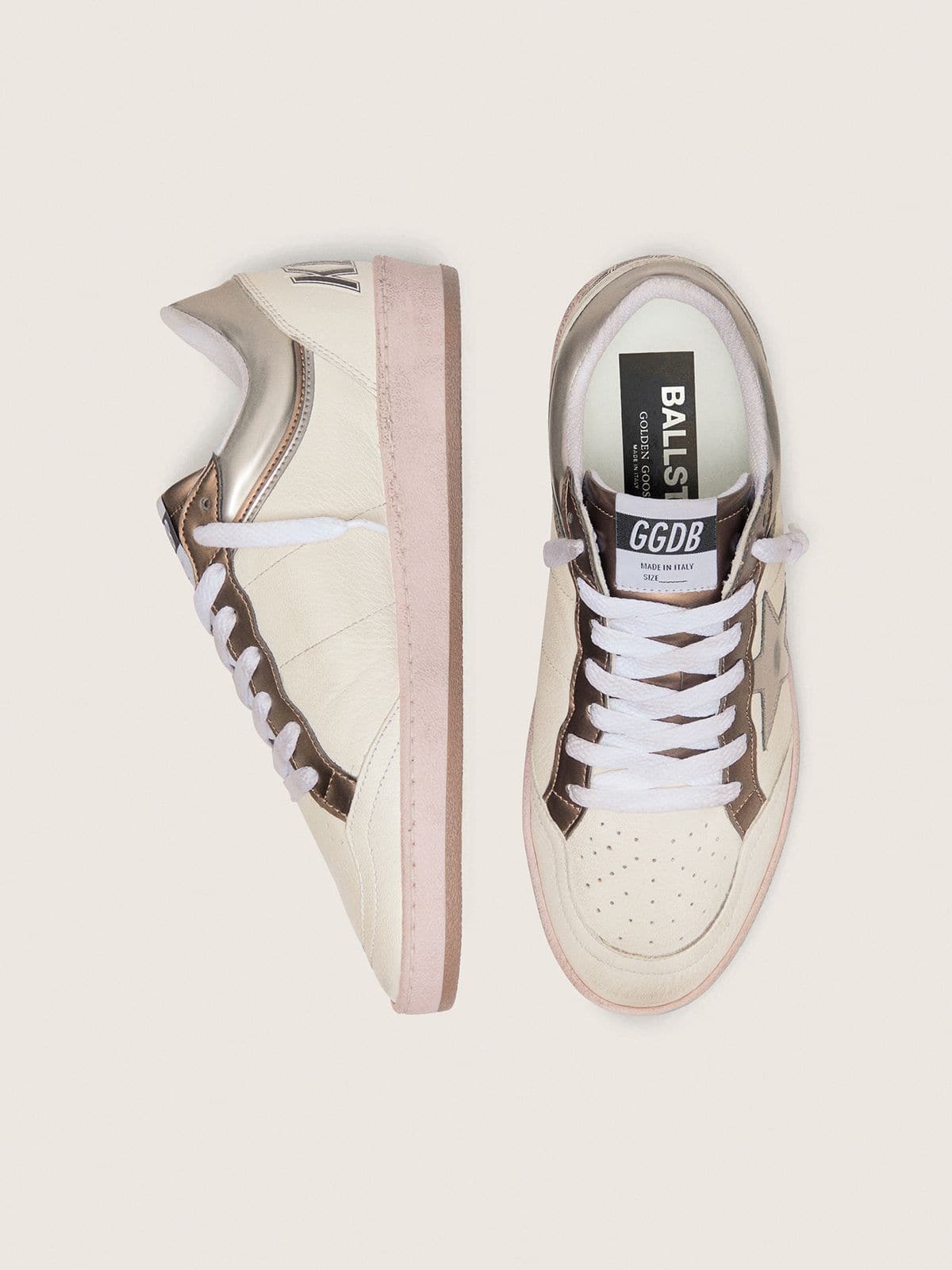 Women's Ball Star LTD in nappa leather with metallic bio-based star and inserts - Golden Goose Women