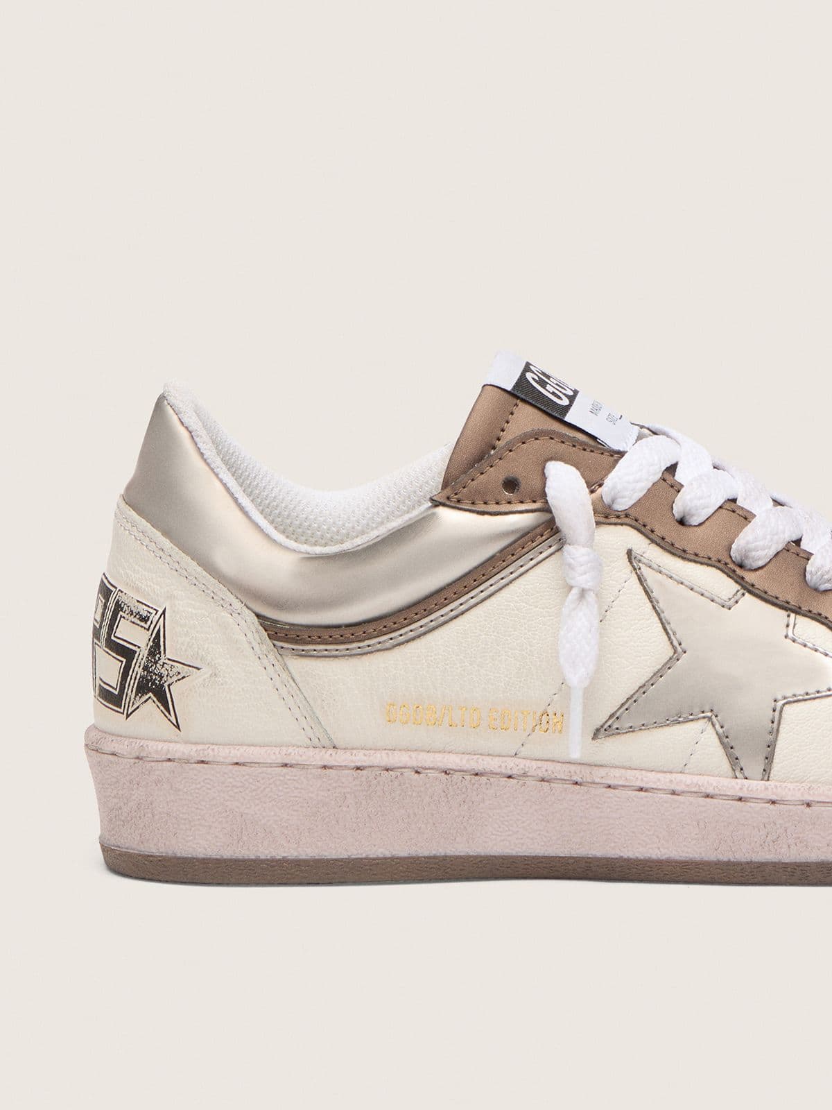 Women's Ball Star LTD in nappa leather with metallic bio-based star and inserts - Golden Goose Women