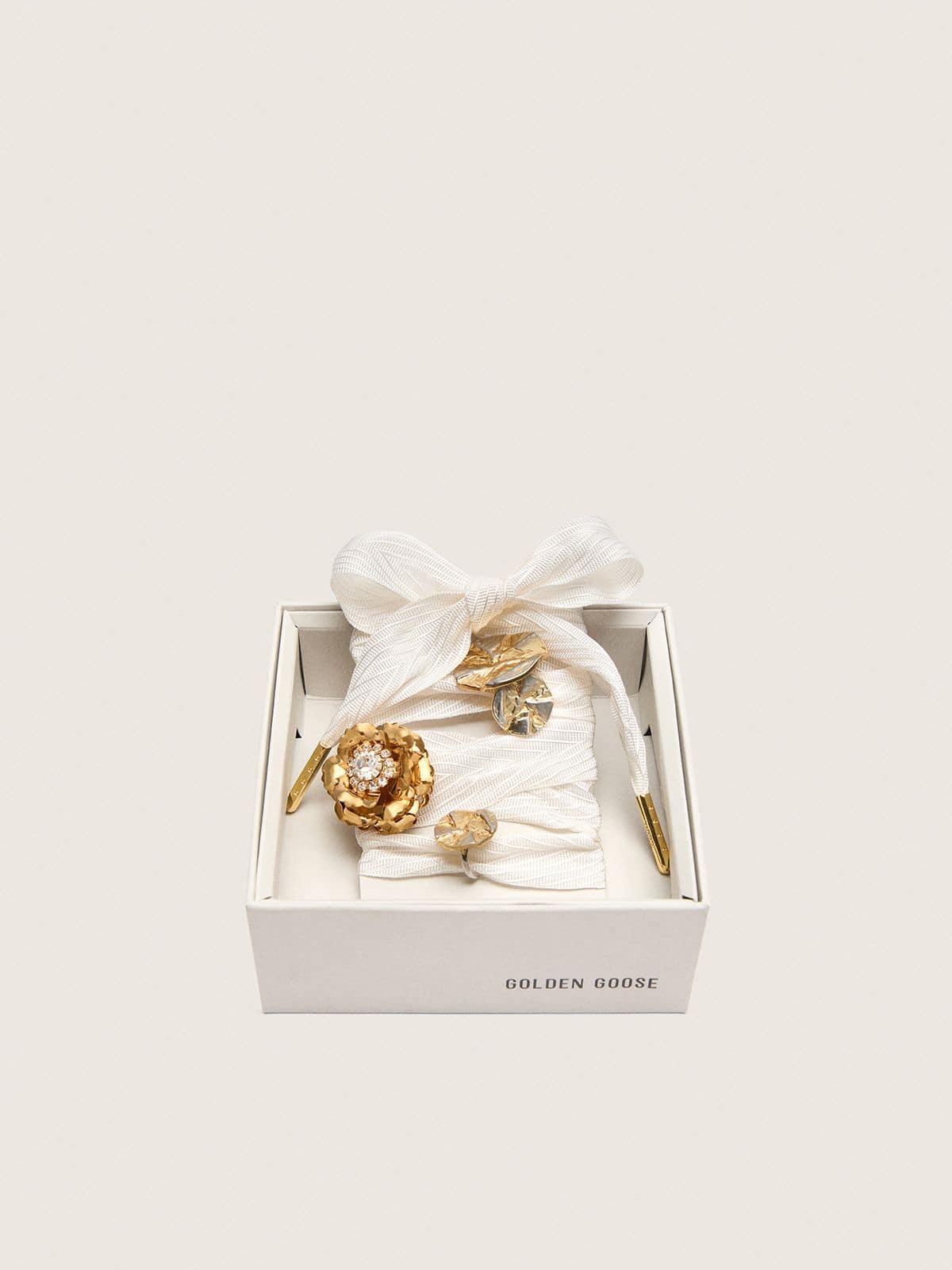 Skins cream herringbone laces embellished with charms - Golden Goose Women|Men