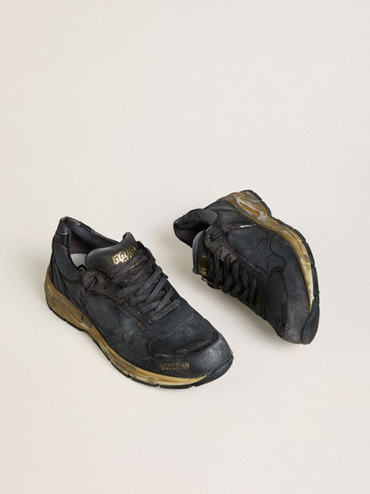Women's Dad-Star in black naplak and crackle leather with black star and heel tab - Golden Goose Women