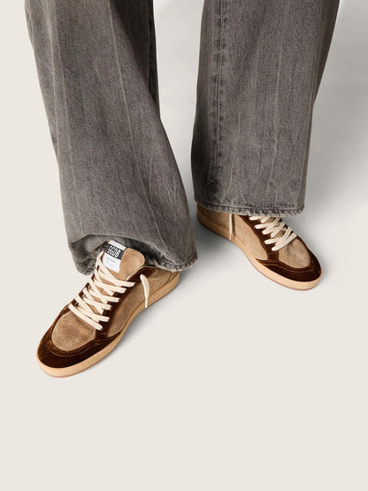 Women's Ball Star in tobacco suede with white leather star and cognac velvet inserts - Golden Goose Women