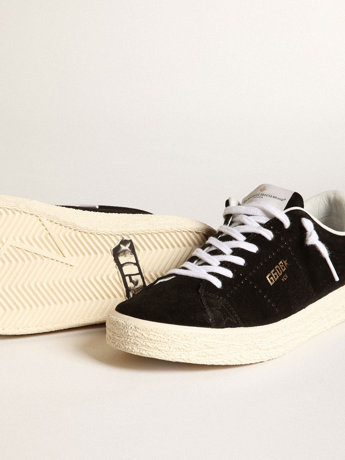 Women's Tennis in black suede with white leather heel tab - Golden Goose Women