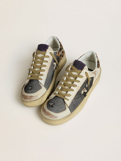 Women's Stardan in nappa and mesh with leopard-print pony skin heel tab - Golden Goose Women