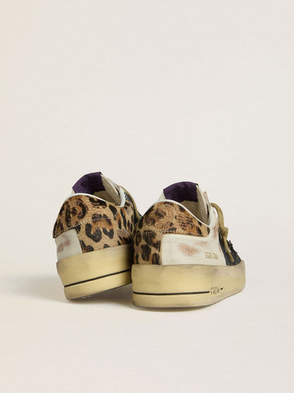 Women's Stardan in nappa and mesh with leopard-print pony skin heel tab - Golden Goose Women