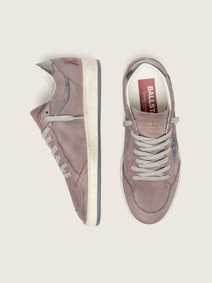 Women's Ball Star in lavender suede with silver glitter star and laminated leather heel tab - Golden Goose Women
