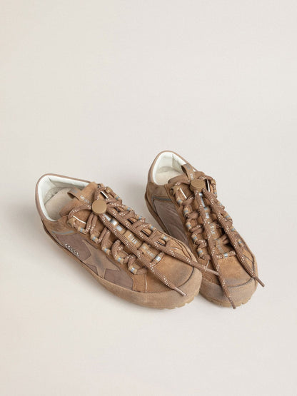 Women's Super-Star Ski in Dolmias and caramel suede with marble nubuck star and heel tab - Golden Goose Women